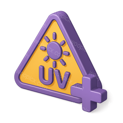 3D UV Light Warning Icon with Isometric Design