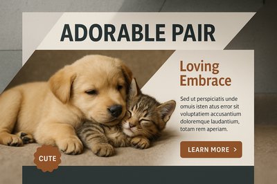 Adorable Puppy and Kitten in Loving Embrace