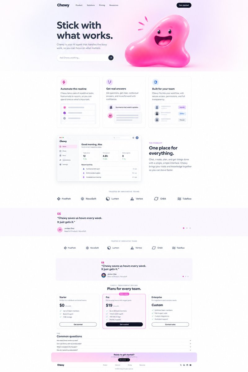 Vibrant AI agent landing page