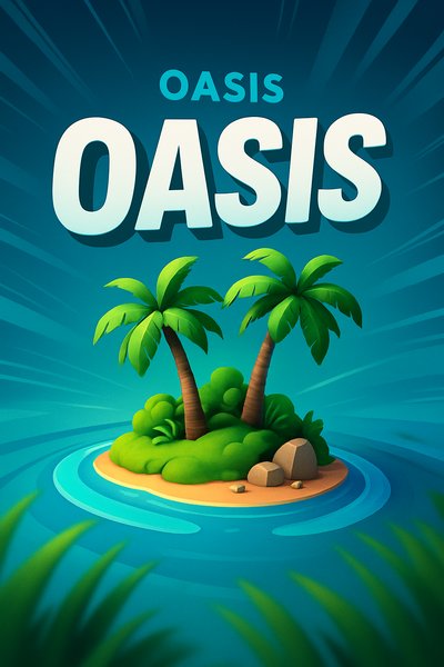 Dynamic Oasis Illustration with Tropical Vibe