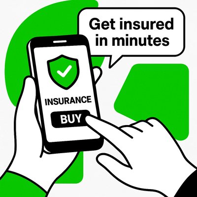 Digital Insurance Promotion with Mobile Interface Illustration