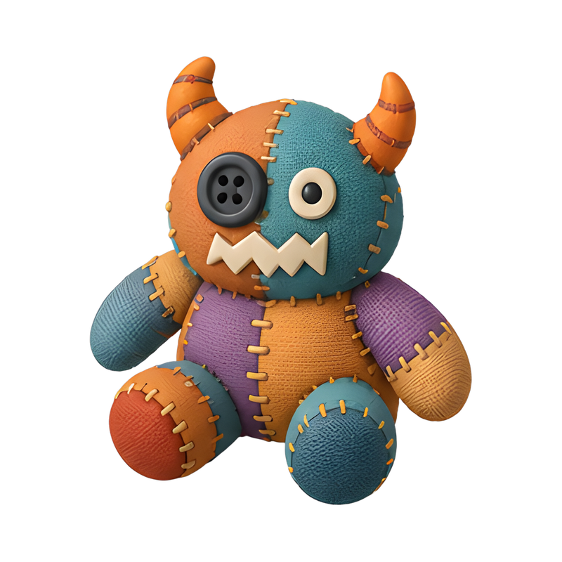 Colorful stitched patchwork monster