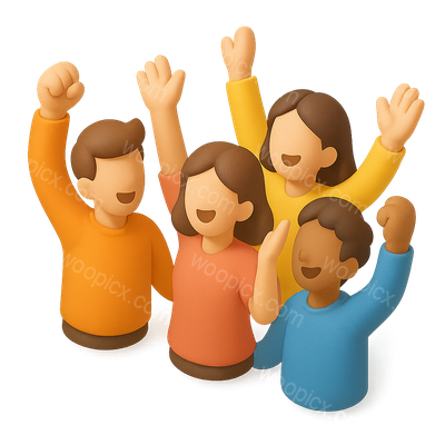 Joyful 3D Celebration with Cheerful Characters