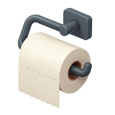 Stylish 3D Toilet Paper Holder Icon Design