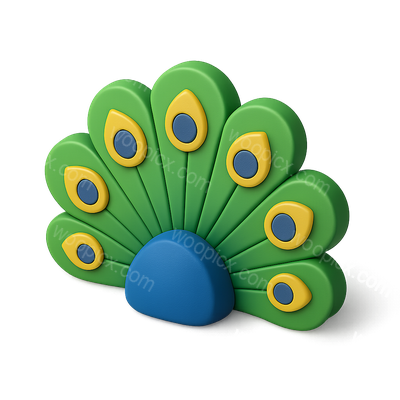 Vibrant 3D Peacock Tail Icon Design