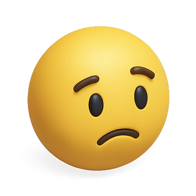 3D Sad Emoji Icon with Simple Features