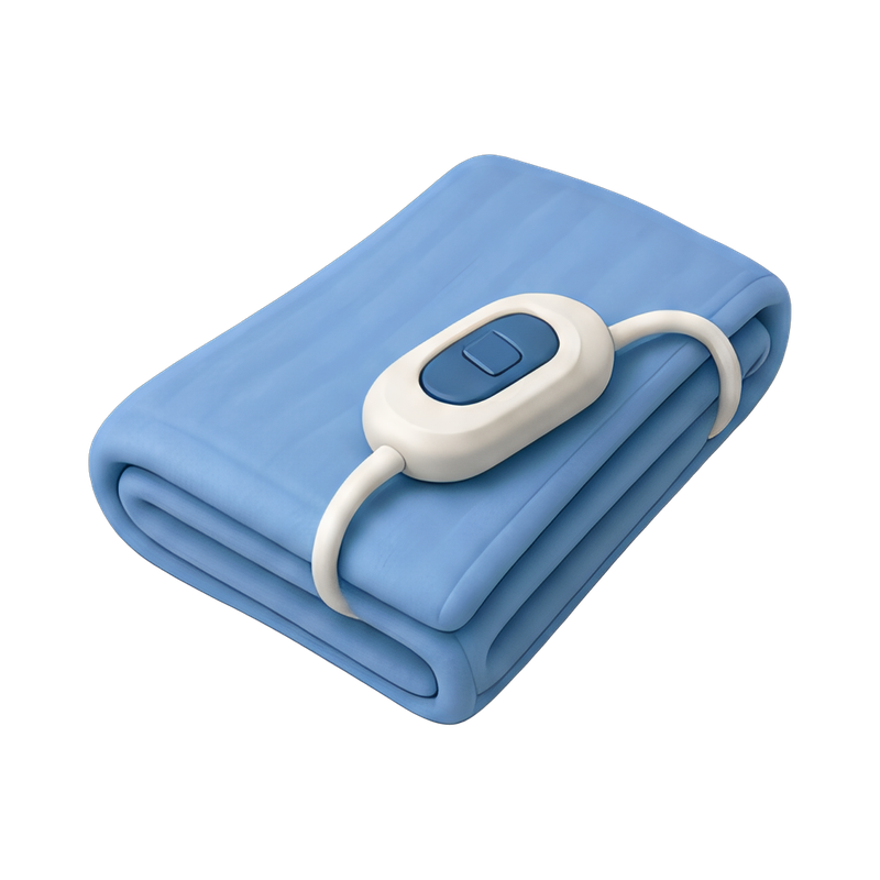 Folded heating pad on fabric