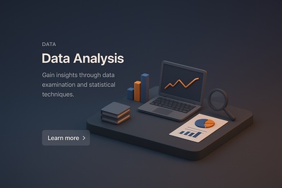 3D Scene of Data Analysis with Laptop and Graphs