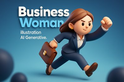 Dynamic 3D Illustration of a Business Woman in Action