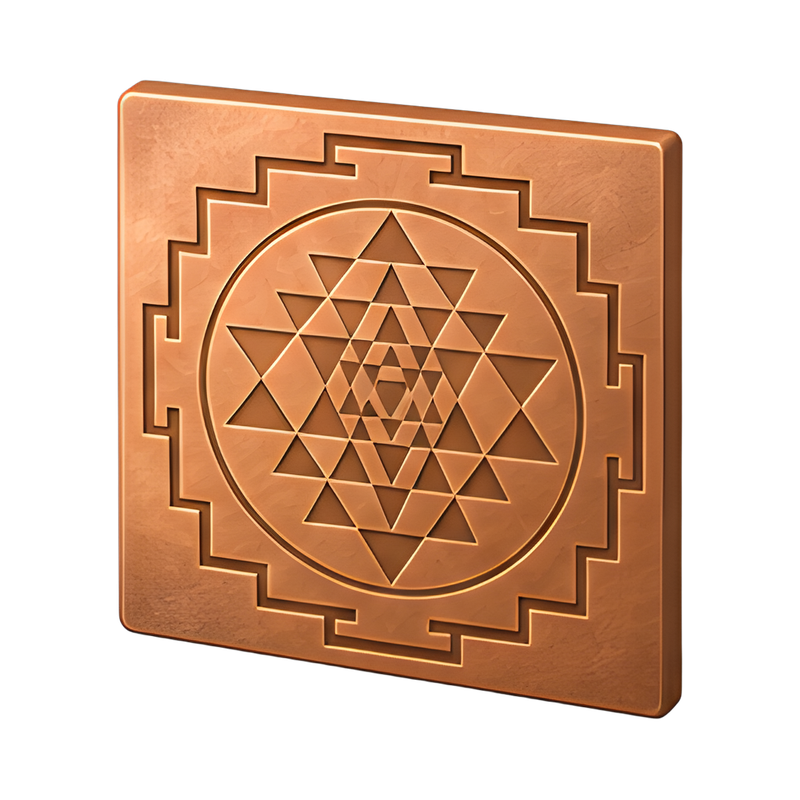 sri yantra engraved copper plate