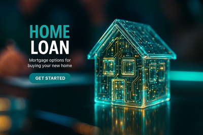 Futuristic Home Loan Concept with Miniature House