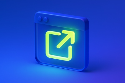 Glowing 3D Icon with Transparent Elements in Blue Background