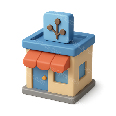 Stylized 3D Branch Office Icon with Volumetric Design
