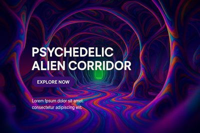 Vibrant Psychedelic Alien Corridor Graphic