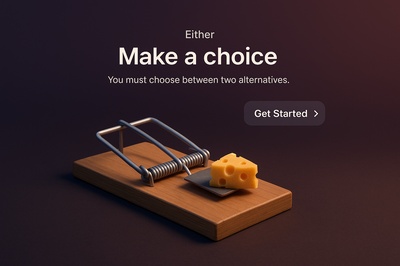 Realistic 3D Scene of Choice with Mouse Trap and Cheese
