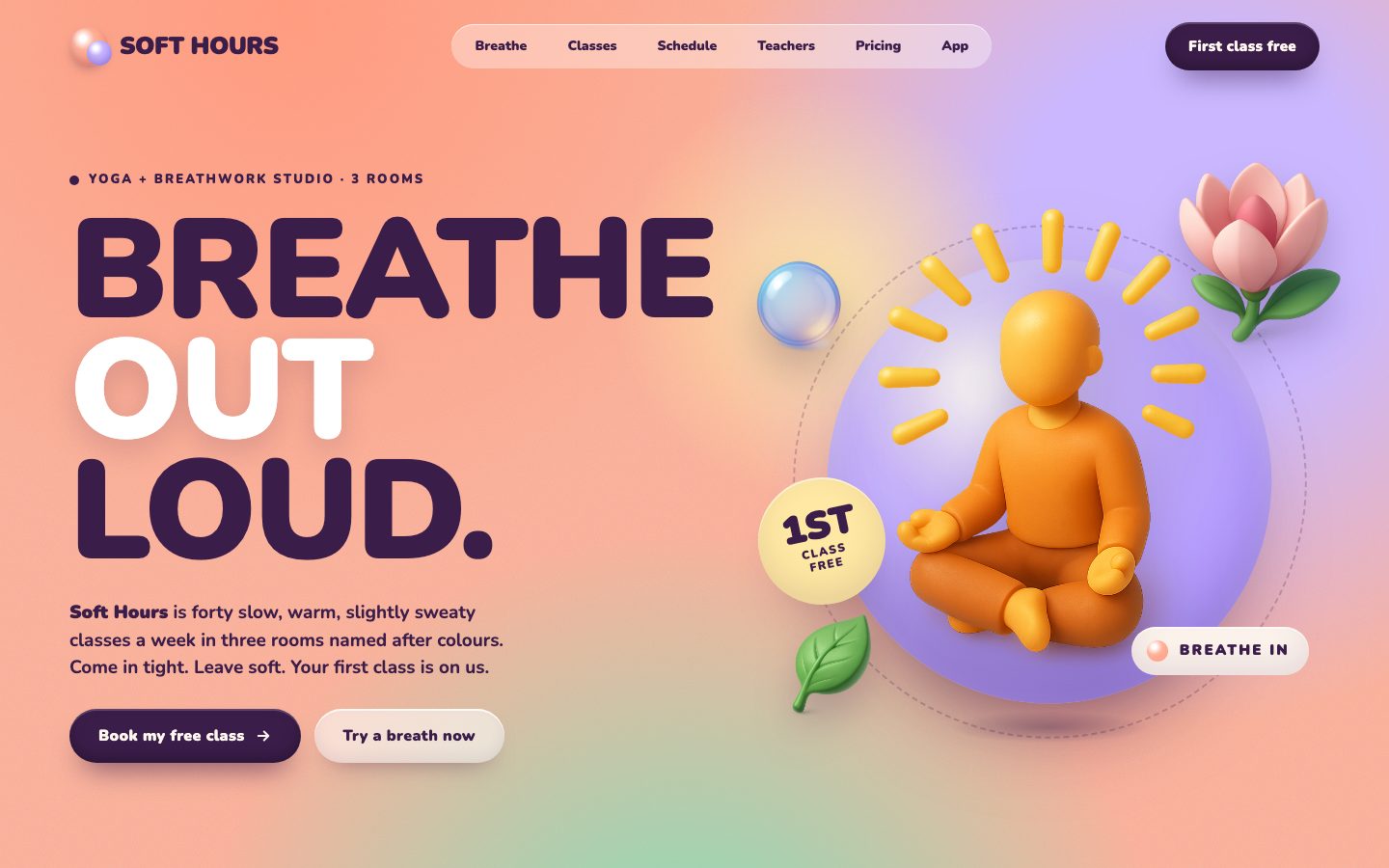 Soft Hours — landing page template preview