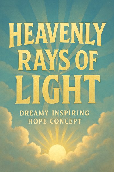 Inspirational Graphic with Rays of Light and Dreamy Sky