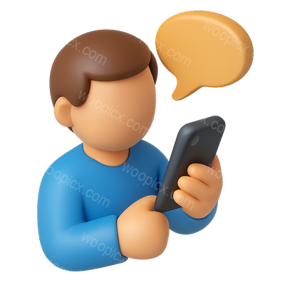 3D Smartphone Chat Icon with Person Interacting