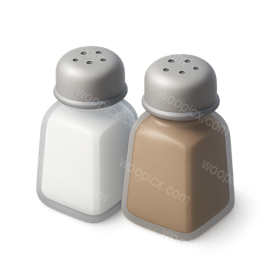 Stylish 3D Salt and Pepper Shakers Icons in Isometric View