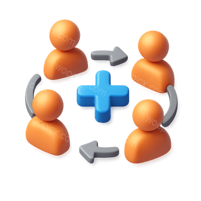 3D Volumetric Circle Icon with People and Plus Symbol