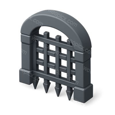 3D Portcullis Gate Icon in Isometric View