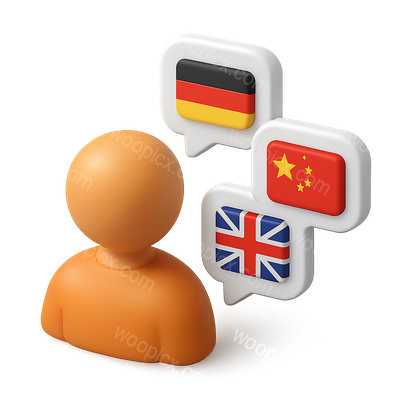 Multilingual Communication Icon in 3D Style