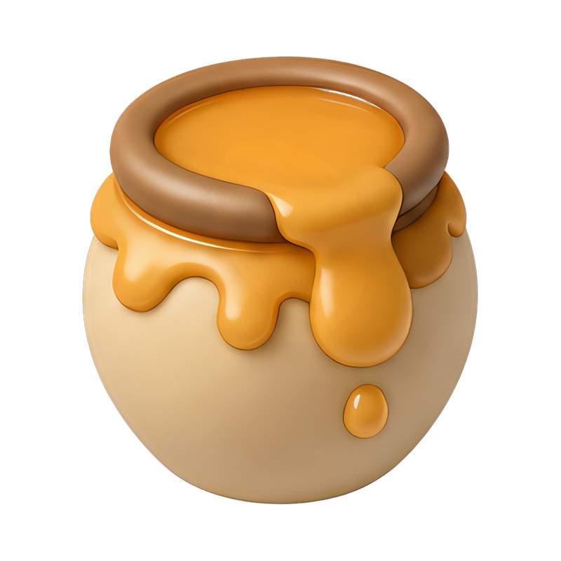 Honey jar with dripping syrup
