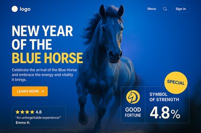 New Year of the Blue Horse Landing Page Design
