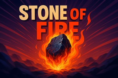 Dynamic Illustration of the Stone of Fire with Vivid Flames