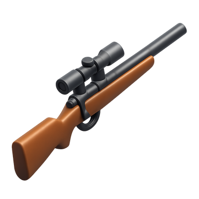Detailed 3D Icon of a Modern Sniper Rifle