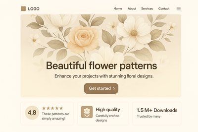 Elegant Floral Landing Page Design with Neon Accents