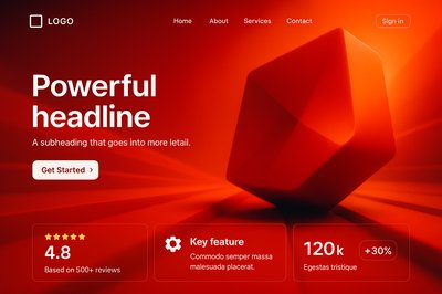 Dynamic Minimalist Landing Page Design with Bold Elements