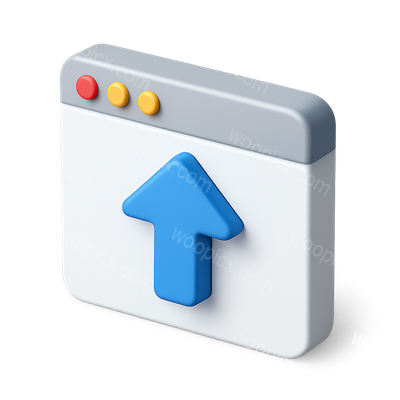 3D Arrow Icon with Upward Direction in Isometric View