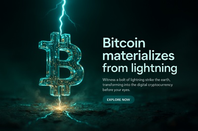 Bitcoin Emerges from Lightning Strike in a Hyperrealistic Scene