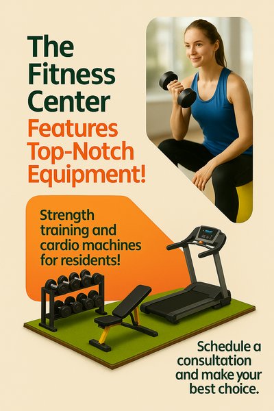 Promotional Graphic for Fitness Center Highlighting Equipment