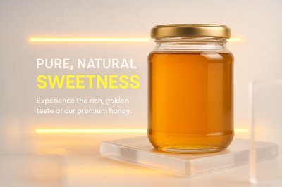Product Photography of Premium Honey in Glass Jar