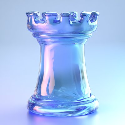 Stylized Glass Chess Rook with Gradient Colors