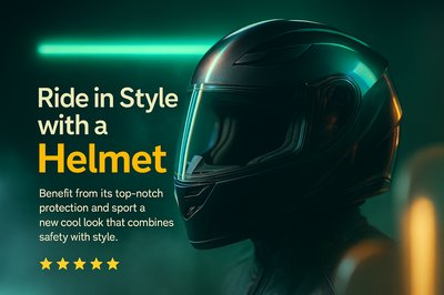 Neon Carousel Slide Featuring a Stylish Helmet Design