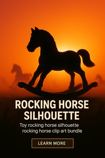 Silhouette of a Rocking Horse Against an Orange Background