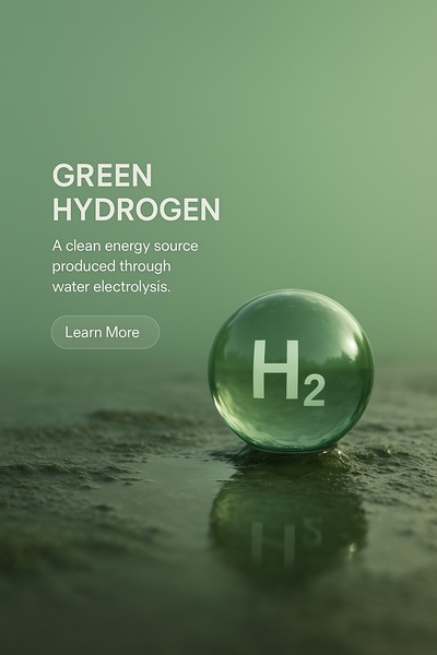 Green Hydrogen Water Element in 3D Realistic Style