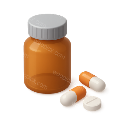 3D Icon of a Pill Bottle with Capsules