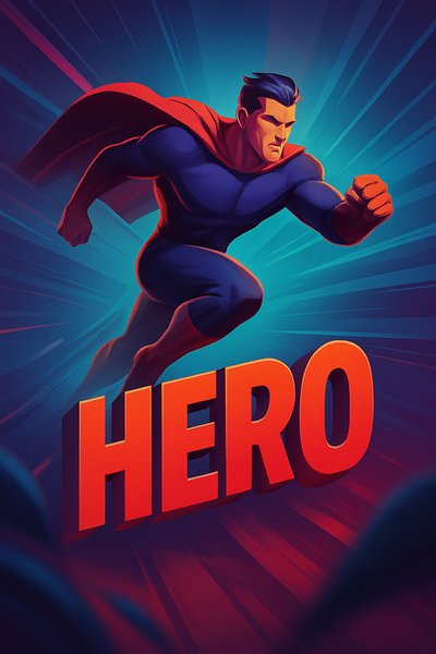 Dynamic Heroic Illustration with Bold Title
