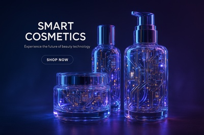 Hyperrealistic 3D Cosmetic Packaging with Glowing LED Elements