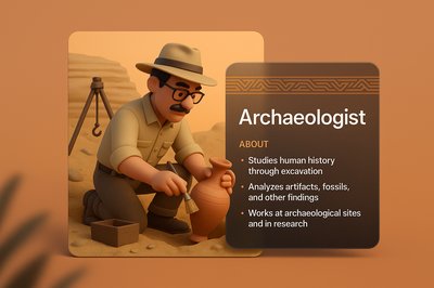 3D Illustration of an Archaeologist Engaged in Excavation