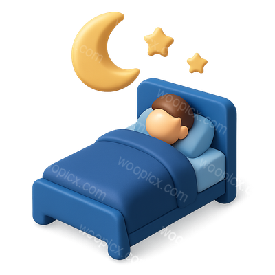 3D Bedtime Icon with Moon and Stars