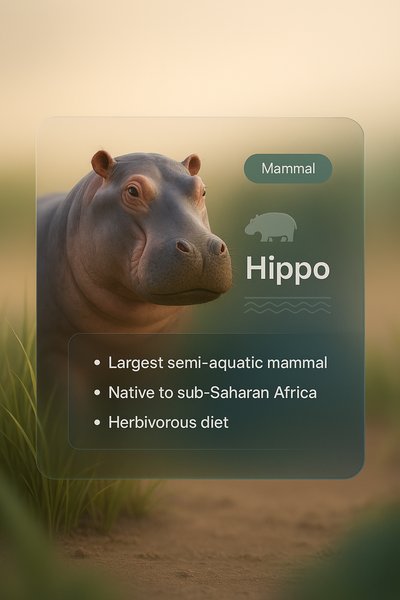 3D Illustration of a Hippo with Informative Overlay