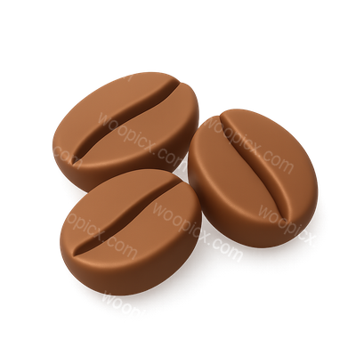 Stylish 3D Coffee Bean Icon with Volumetric Effect