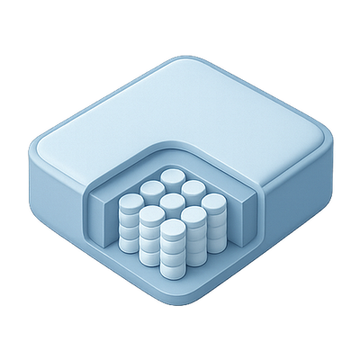 3D Icon of a Storage Container with Cylindrical Objects