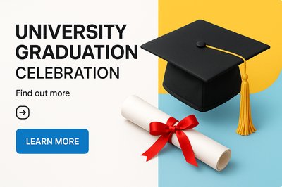 Modern University Graduation Celebration Design with Clear Typography