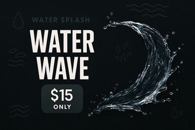 Dynamic Wave Advertisement Featuring Water Splash on Dark Background